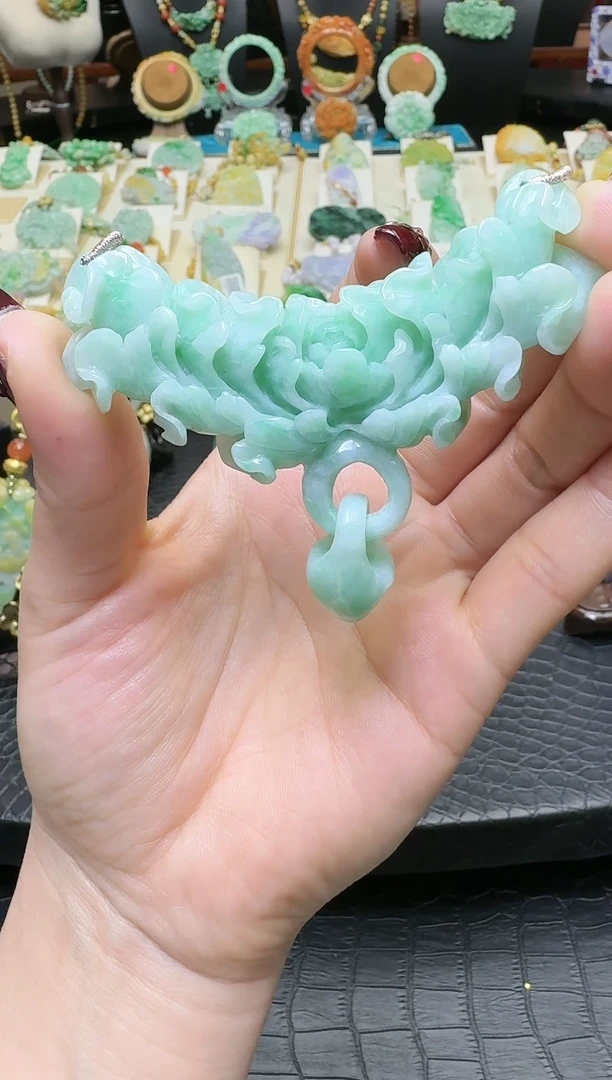 【闪购商品】翡翠颈饰未镶嵌天然翡翠弯弯花开富贵