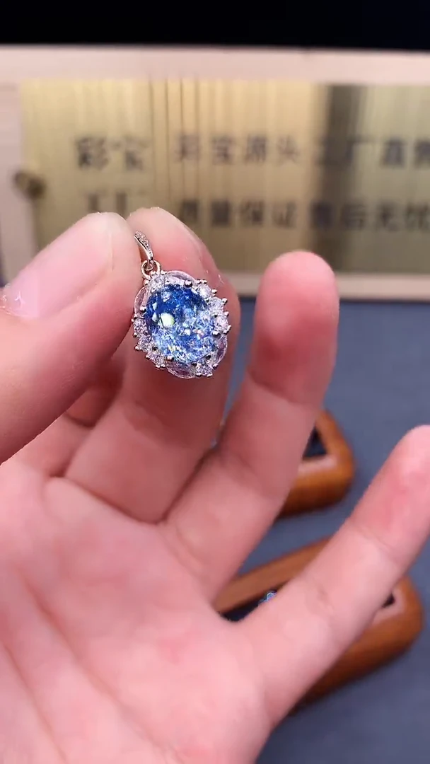 海蓝宝石颈饰银S925镶嵌8765