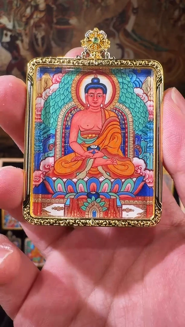 吊坠热贡纯手绘唐卡关却阿弥