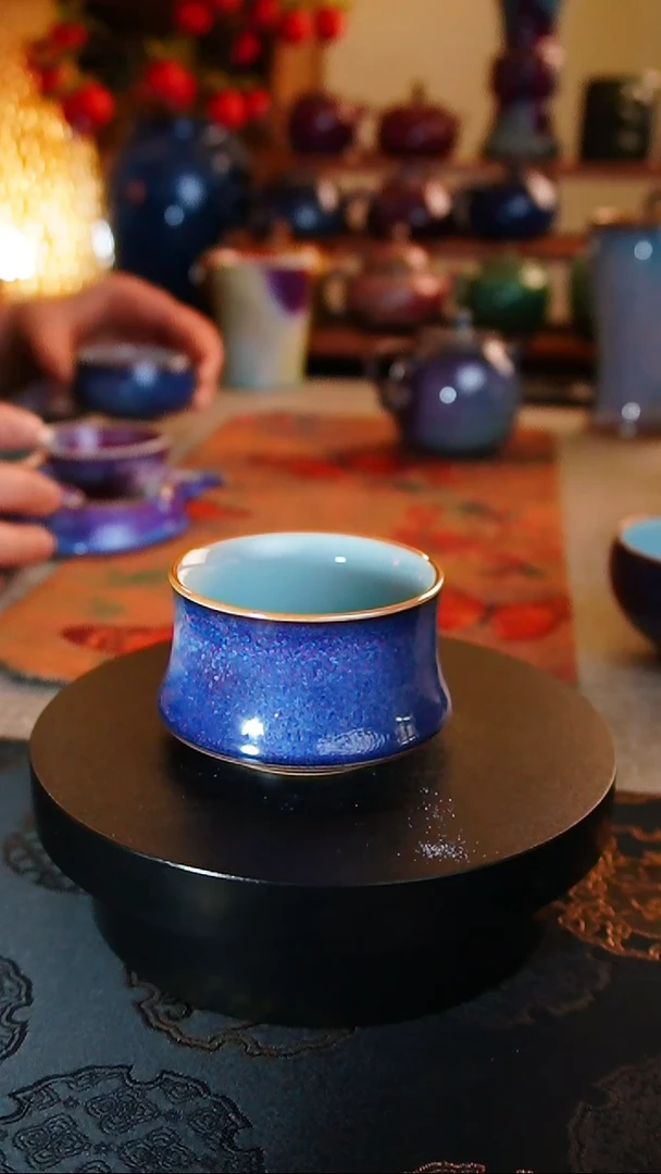 【闪购商品】瓷片309  蓝 马蹄杯  何