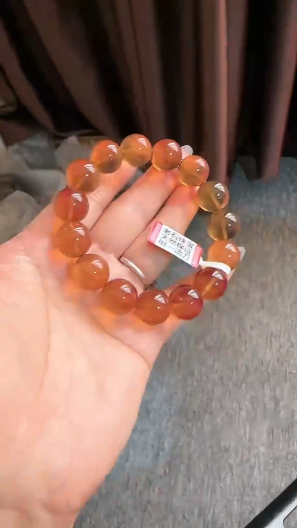 【闪购商品】琥珀手链未镶嵌规格14血紫红蜜手串#31