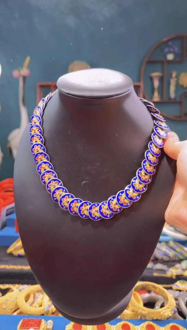 【闪购商品】非遗绝技 雕漆扁珠项链 蓝