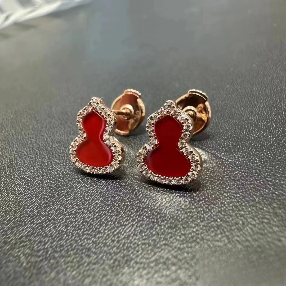 18K金中号葫芦耳饰 CZ (定制品质48小时鉴赏期)