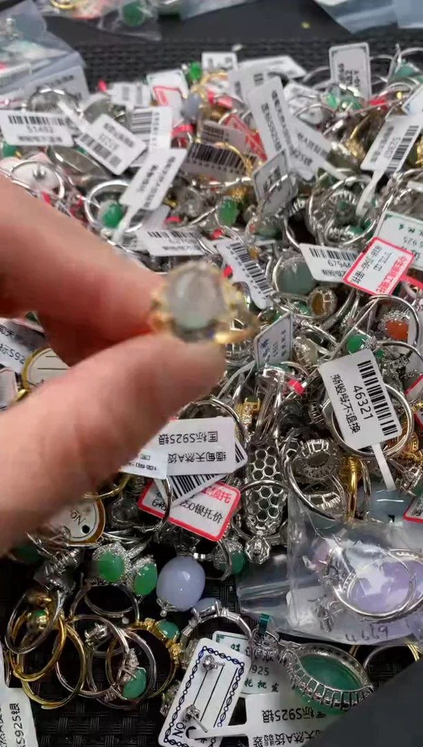 银S925镶嵌戒指翡翠5          4