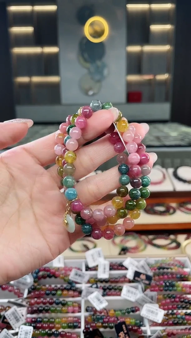 未镶嵌老矿碧玺三圈手串7mm+碧玺碧玺多样性发一条T