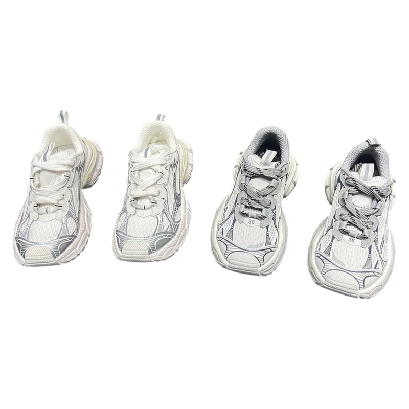 欧洲站乐魔女鞋2025春新款欧货真皮厚底网面老爹鞋时尚休闲运动鞋