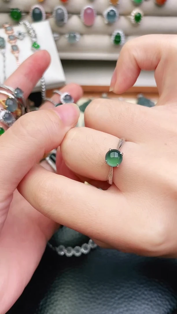 翡翠戒指银S925镶嵌1