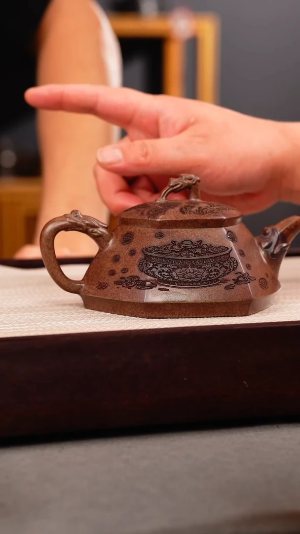 茶壶紫砂云雾沉香泥 六方石瓢 麒麟