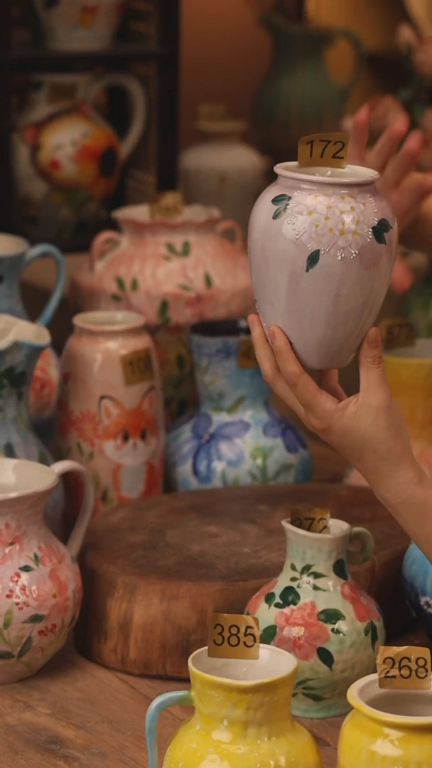 陶瓷172景德镇设计师手作花器摆件侘寂风