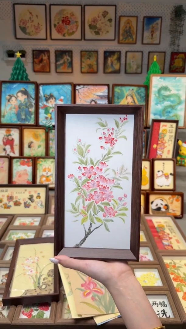 国画桃花枝 手绘国画27