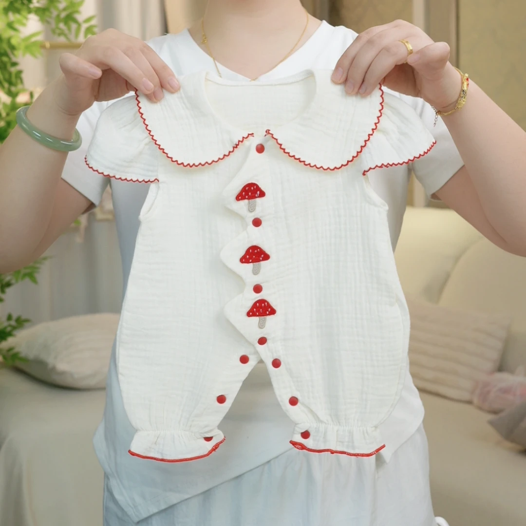 婴儿衣服夏季可爱女宝宝甜美公主哈衣新生儿满月百天外出爬服