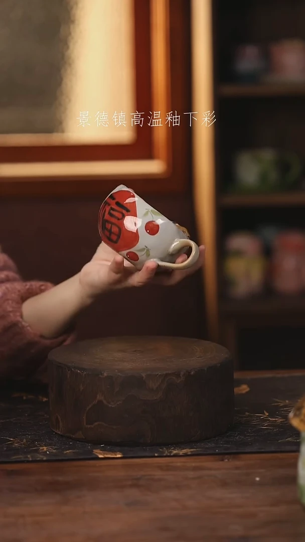陶瓷景德镇高温釉下手绘陶瓷@L438@