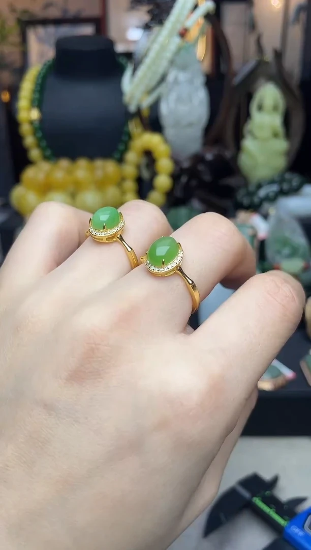 【闪购商品】和田玉戒指银S925镶嵌戒指多样性发其一f069