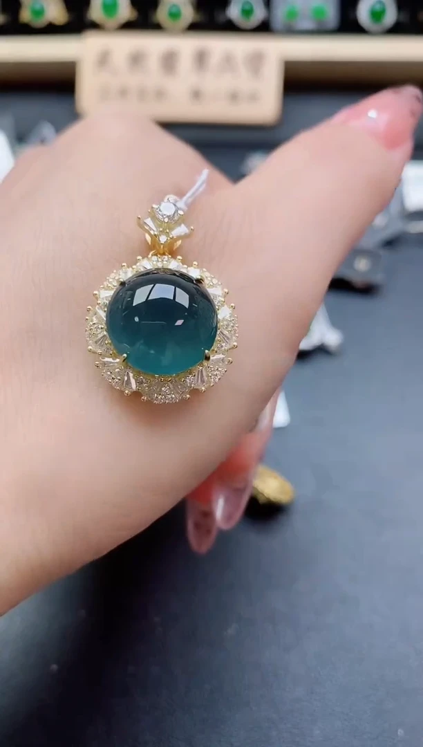 吊坠(赠链)银S925镶嵌翡翠1