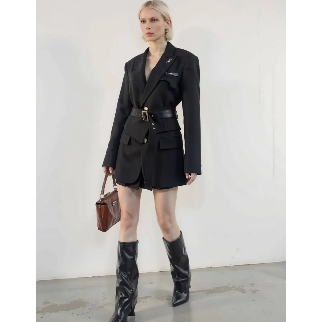 NONHUMAN腰封西装中长款气质轻奢秋冬西服休闲时尚显瘦