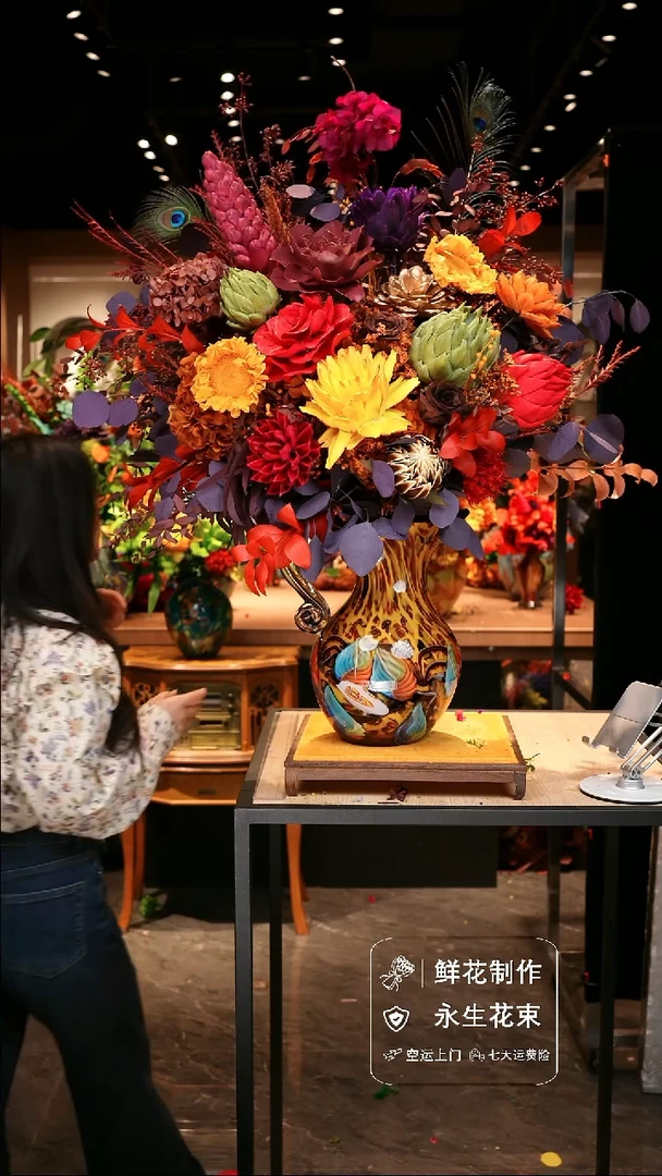 手工艺品琉璃手工花器花束空运包邮送货上门-以图片为准