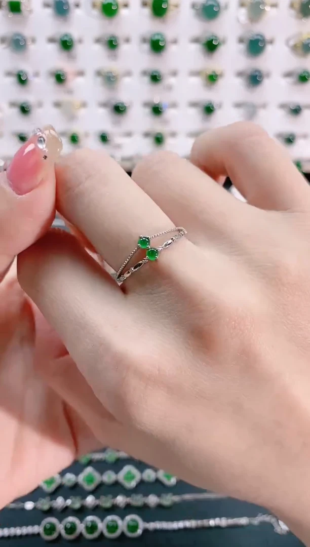 【闪购商品】翡翠戒指银S925镶嵌天然翡翠