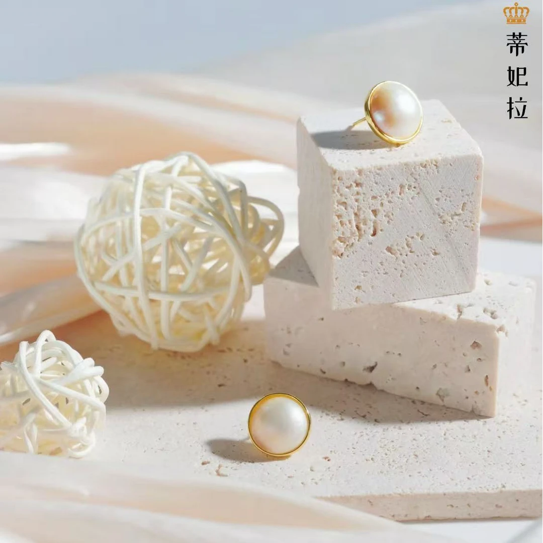 【海水稀有款】MB201海水炫彩马贝大颗白色极马贝珍珠耳饰15-16mm