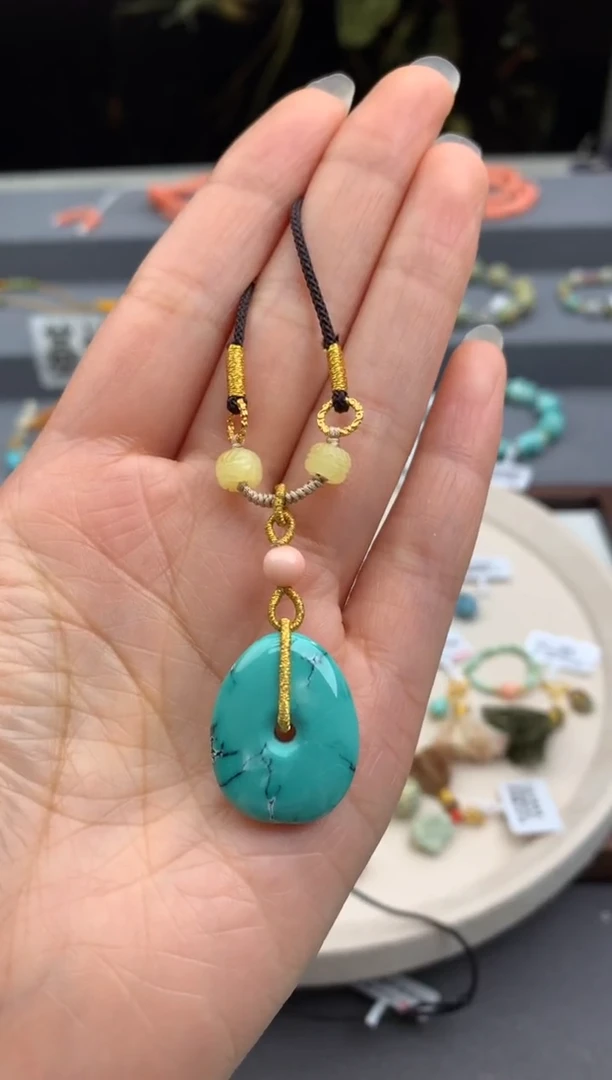 未镶嵌绿松石锁骨链茜.E323