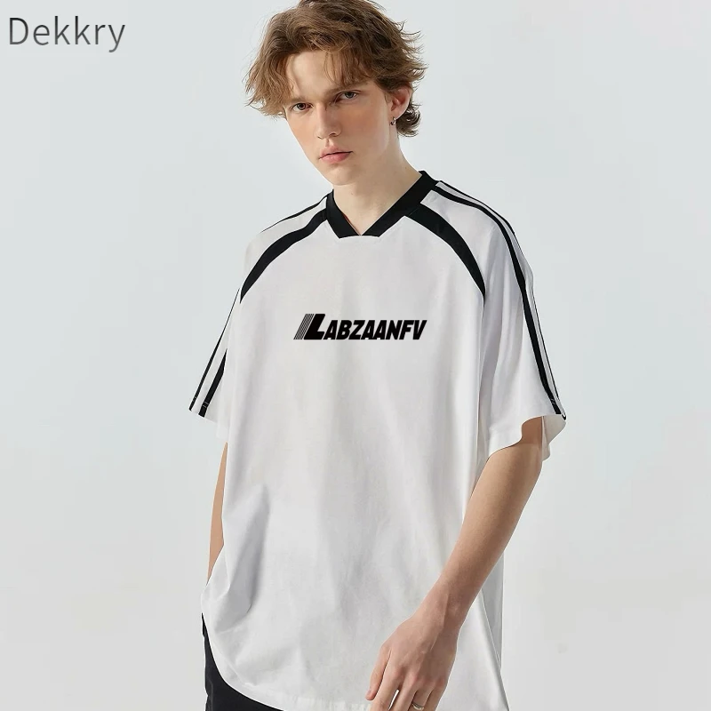 Dekkry常规宽松短袖夏季圆领T恤百搭日系polo情侣复古ins潮流港风