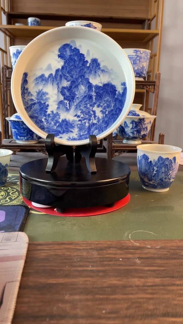 宋画精工山水微瑕壶承