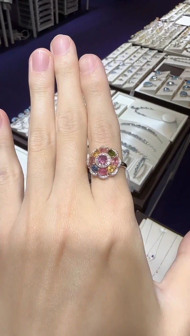 【闪购商品】碧玺戒指银S925镶嵌3*5mm设计款