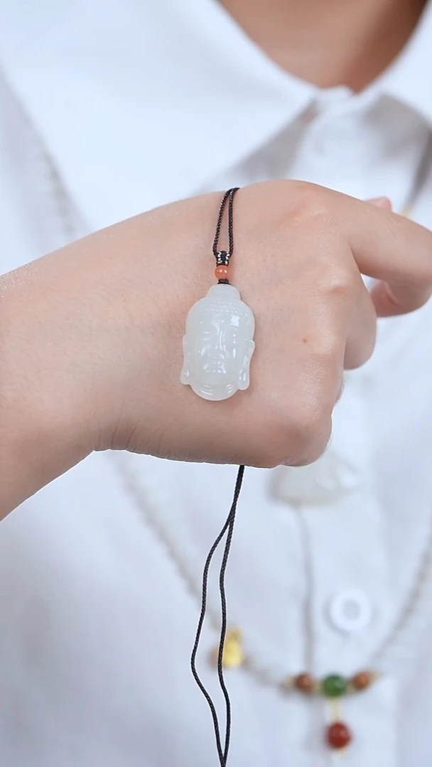 颈饰未镶嵌和田玉白玉佛首吊坠多样性发一
