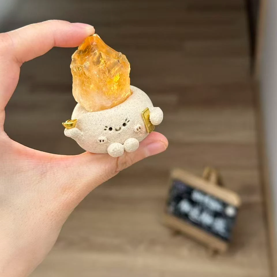 水晶小豆丁可爱大块高品质黄水原石