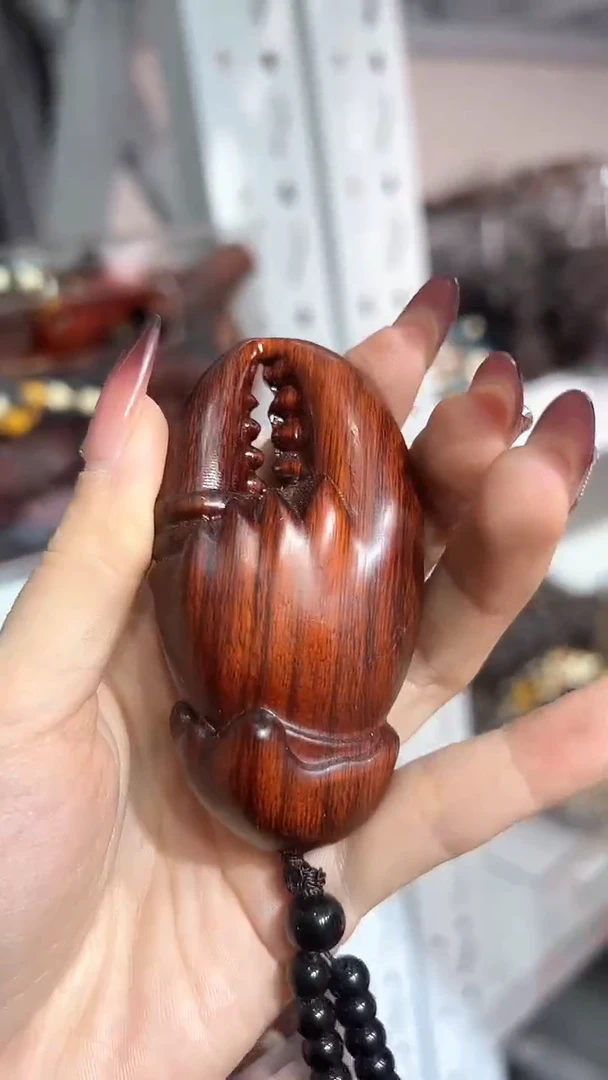 【闪购商品】非洲紫檀（红花梨）紫檀木手中有钱手把件赠送手把绳9.99