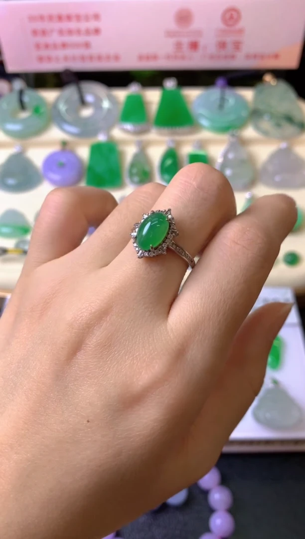 银S925镶嵌戒指翡翠诚**善戒指