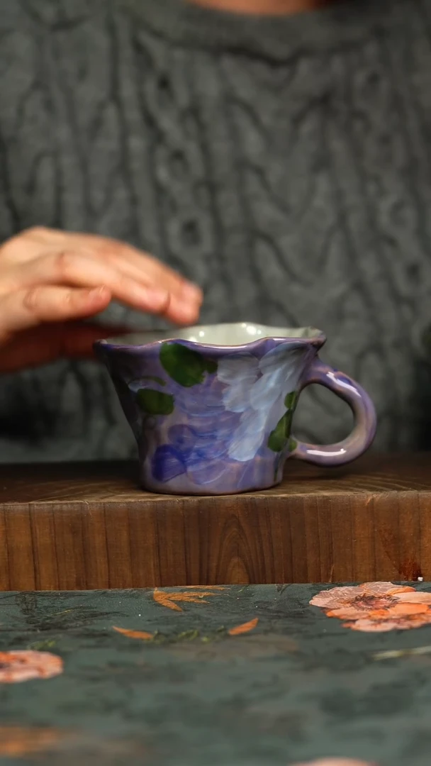 杯釉下彩手工手绘同款陶器