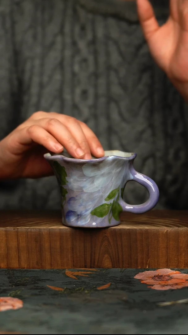 杯釉下彩手工手绘同款陶器