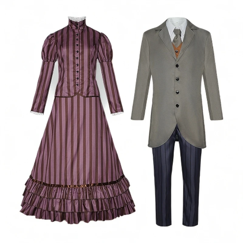 僵尸新娘cos服恶魔吸血鬼艾米丽条纹裙子维克多cosplay舞台表演服