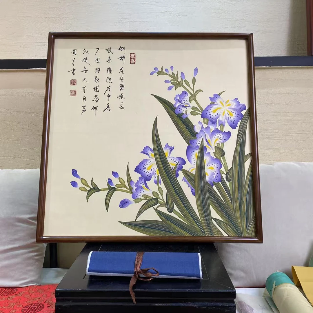 【沐春】圆月老师书法作品 非遗剪纸画  实木外框装裱成品52*52cm