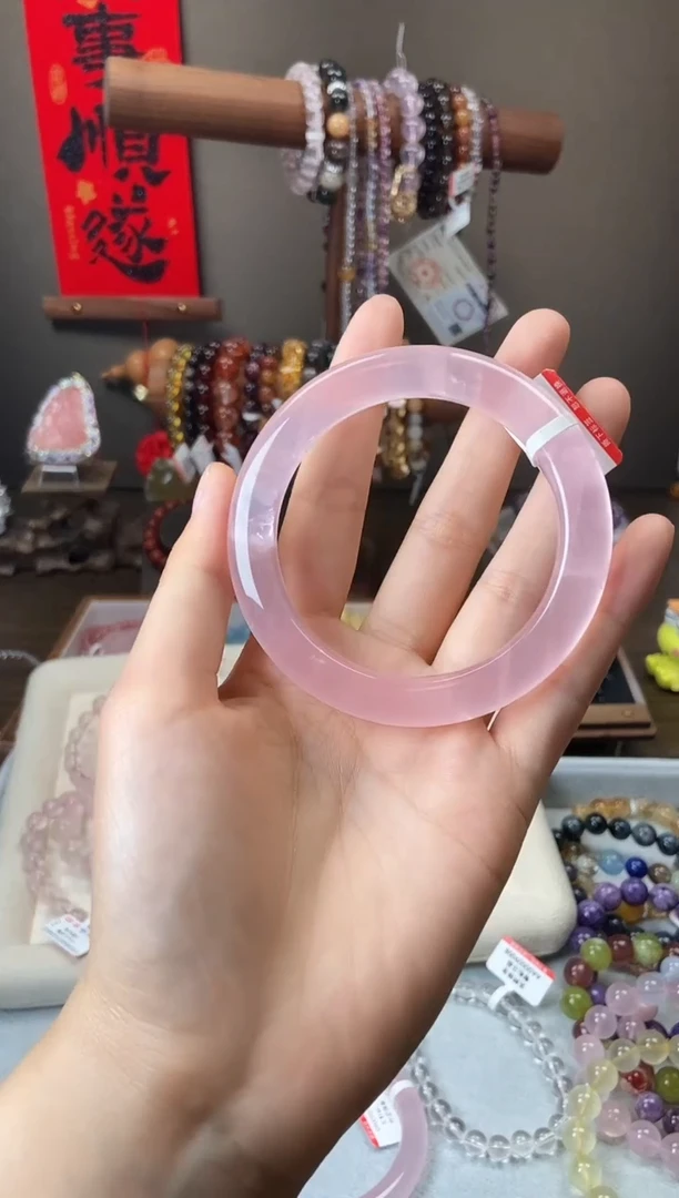 水晶手镯未镶嵌粉水晶手镯57-58