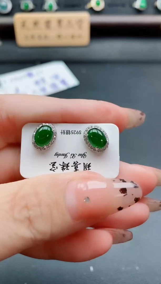 银S925镶嵌戒指翡翠1