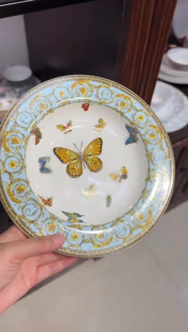 瓷片8.5英寸草帽盘 微瑕 2个