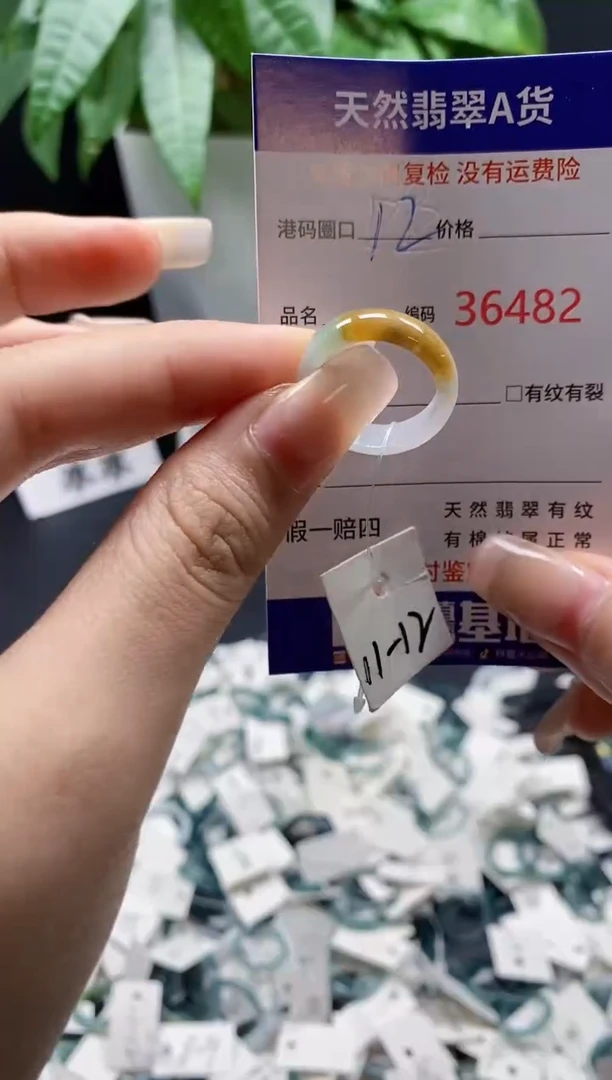 翡翠戒指未镶嵌 天然翡翠戒圈6482