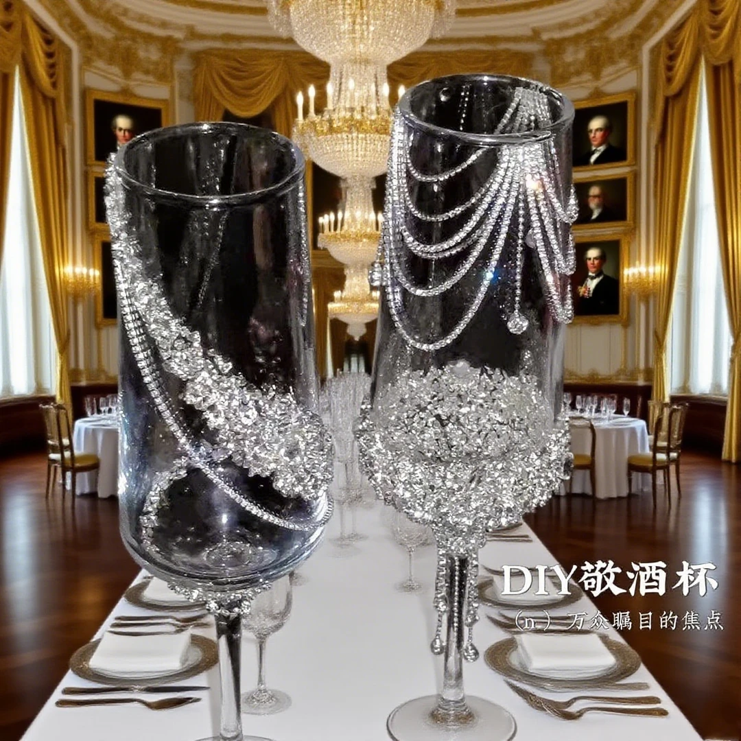 流苏碎砖敬酒杯手工diy材料包婚礼高级感香槟杯高脚杯