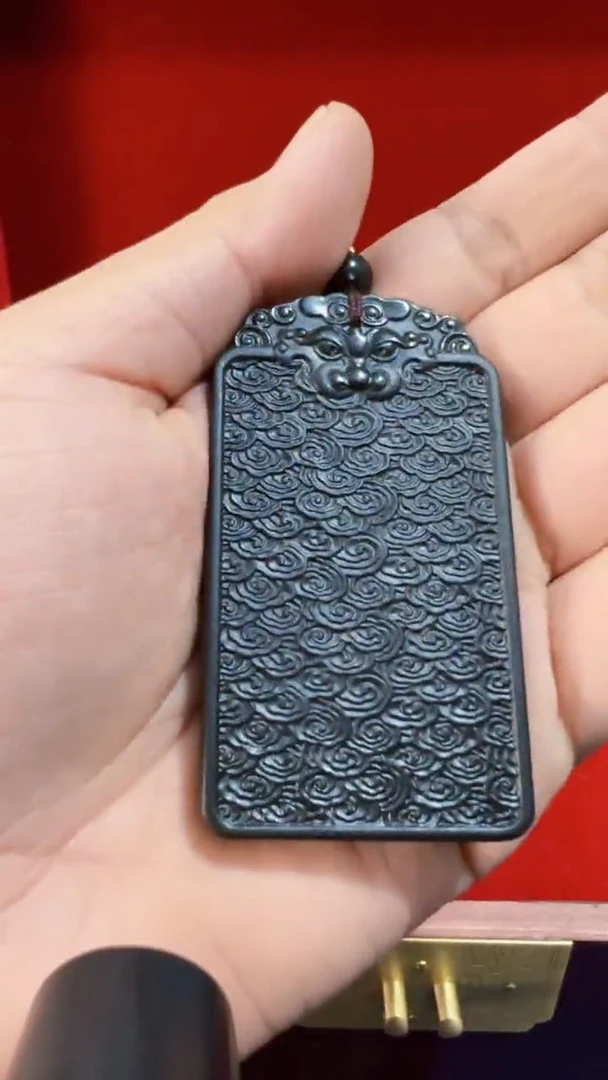 和田玉（子料）未镶嵌挂件和田 黑青籽料无事牌(飞铃文玩)