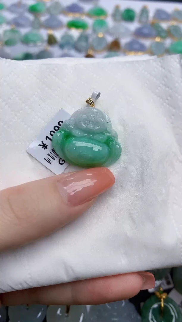 【闪购商品】翡翠颈饰18K金镶嵌天然缅甸翡翠A货