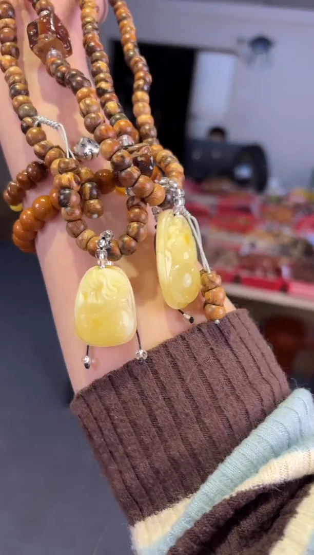 贡木无事牌  贡木大肠锁骨链 【大号】