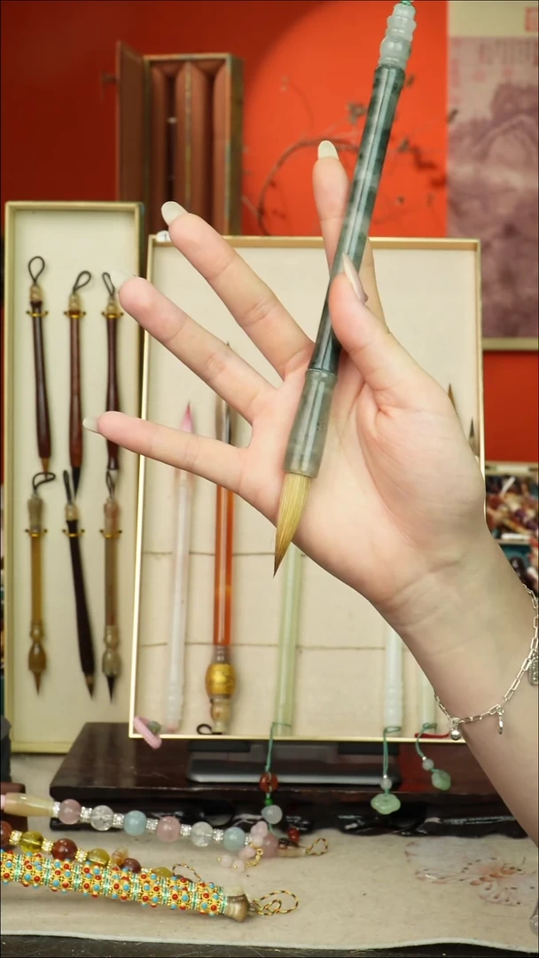 206号闪孤品高货毛笔链接 清水试笔 蘸墨不退