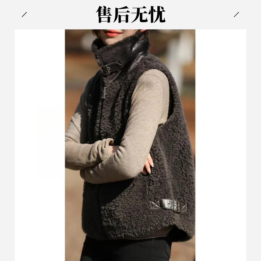 【素境】611秋冬新款韩版马甲女款皮毛一体宽松百搭马夹背心外穿