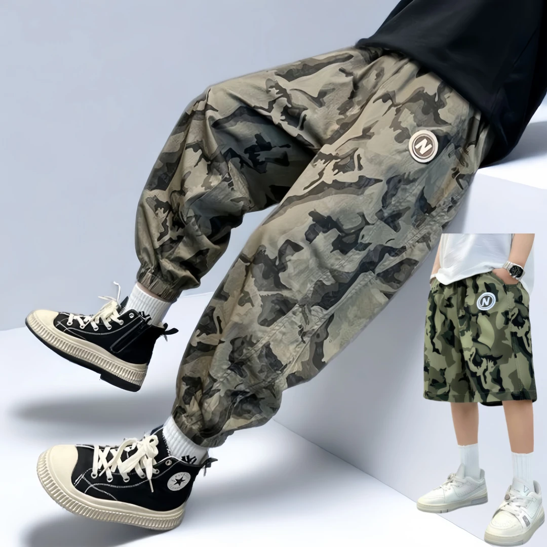 夏季男休闲风男童长裤休闲裤薄款束脚裤裤子百搭运动潮流