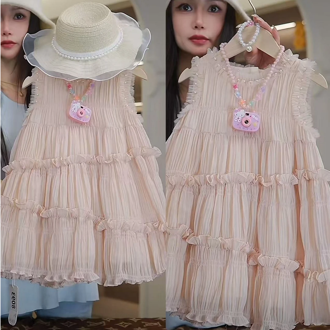 AYJ250248女童韩版夏季粉色公主甜美连衣裙