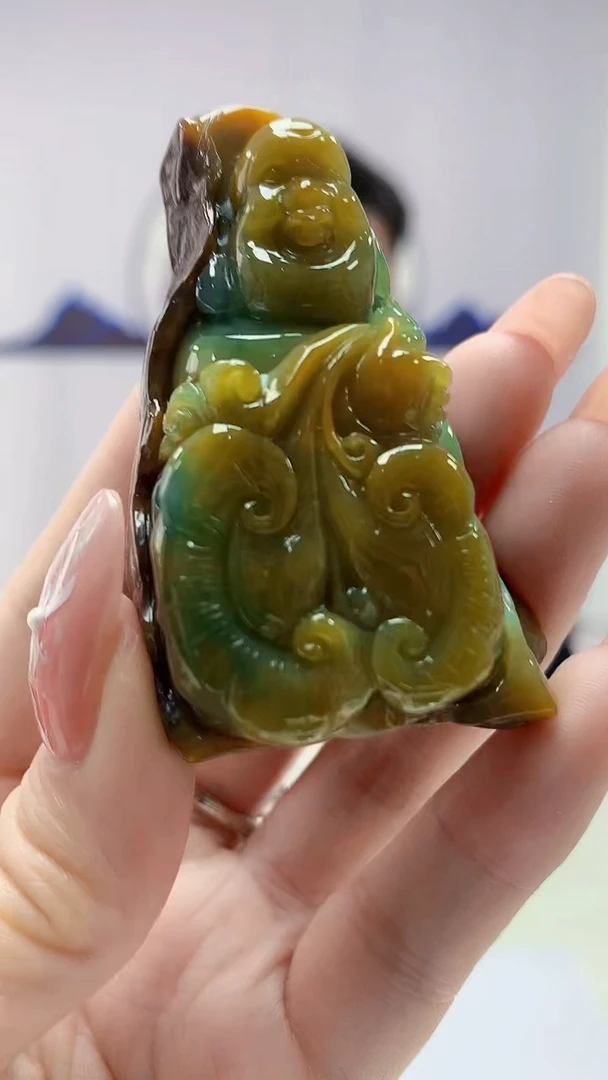 【闪购商品】定制翡翠未镶嵌4917DD-毛货挂件佛29