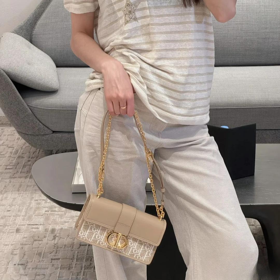 99新 DIOR/迪奥 蒙田30新款链条小号奶茶金 /99新/优选