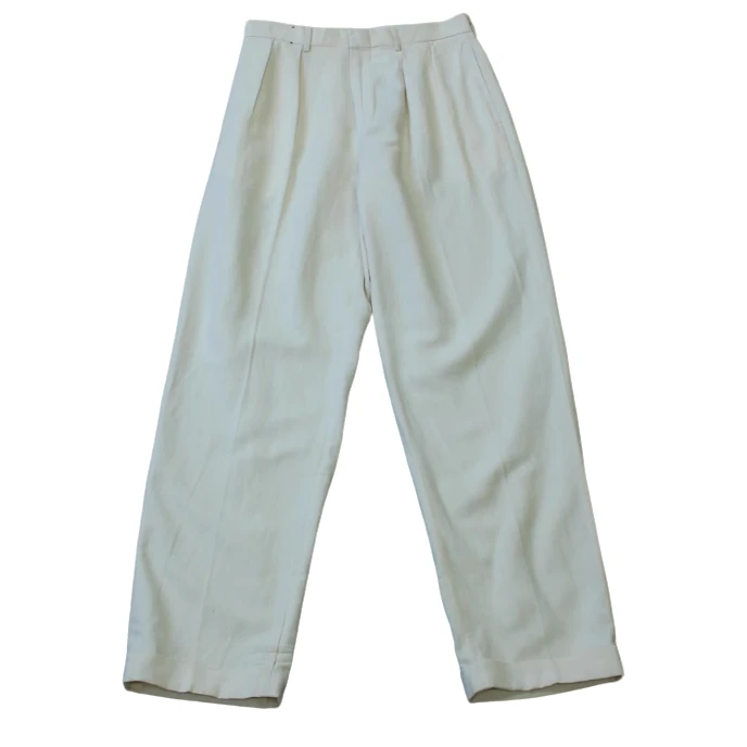 R 剪标 AO门产  无水标 美式复古 男装 麻料打褶直筒休闲裤Y