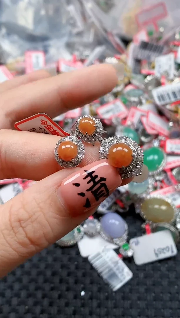 银S925镶嵌戒指翡翠天然A货缅甸翡翠